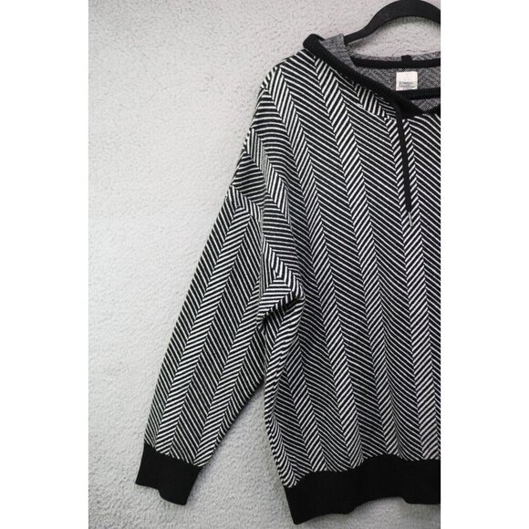 Joie Black & White Chevron Hooded Long Sleeve Sweater-Size 1X-Very Soft - Picture 3 of 10